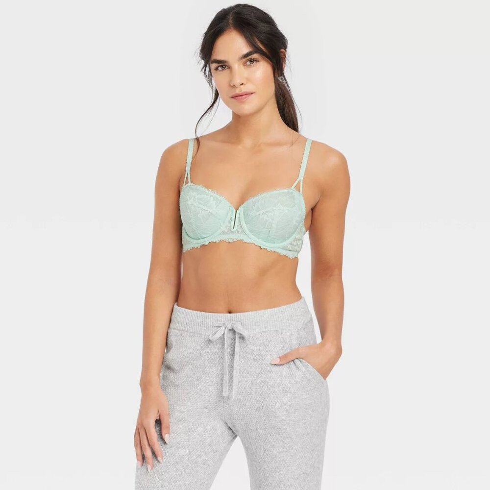 NWT Auden Women's Unlined Balconette Bra - Ocean Green 36c